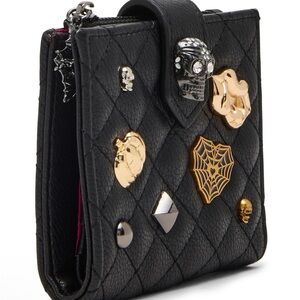 Betsey Johnson Black Quilted wallet with Gold and Silver Accents